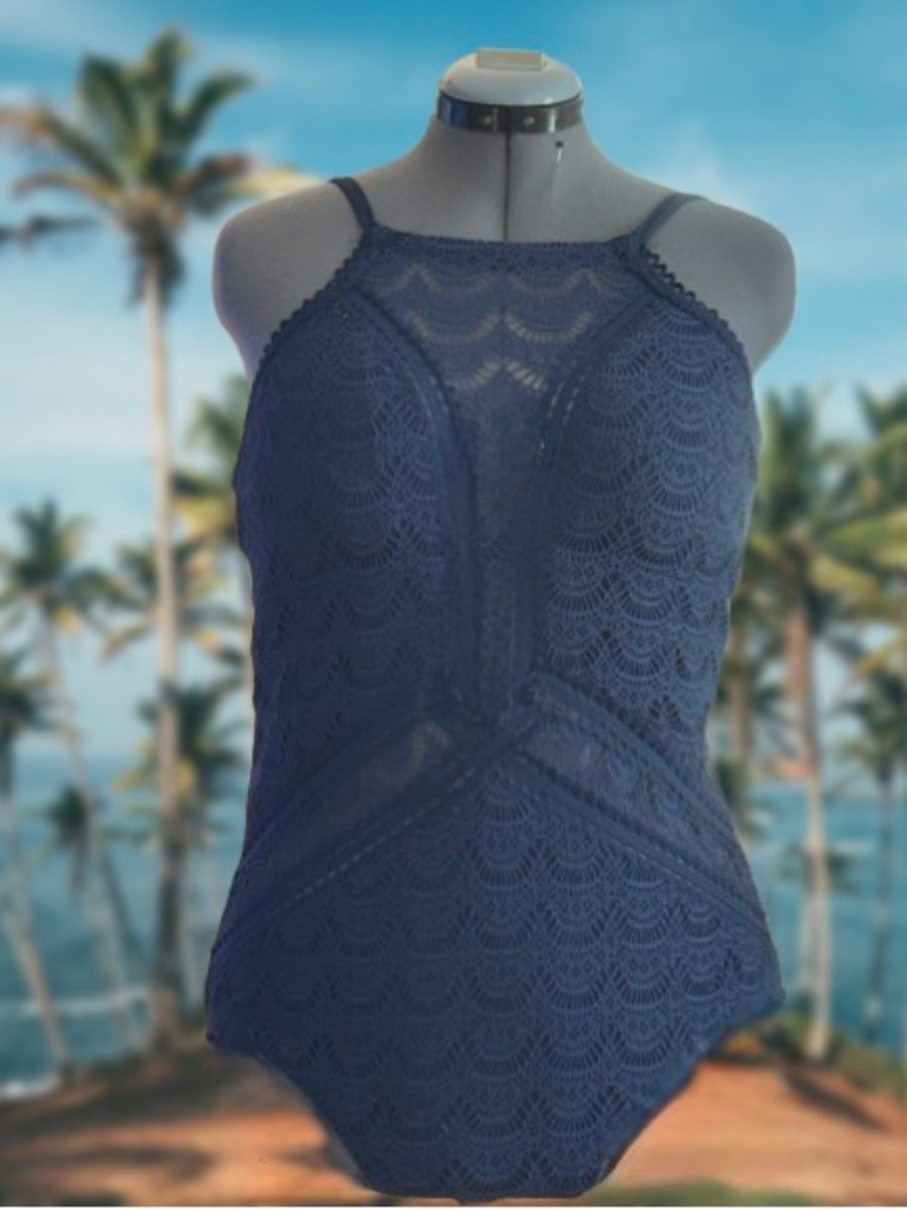 Becca crocheted lace one-piece swimsuit Wmns Sz 1x(16/18)